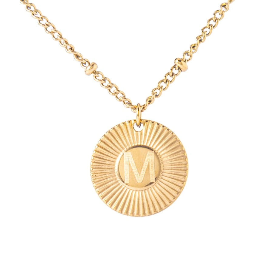 Disc Sunshine Initial Necklace