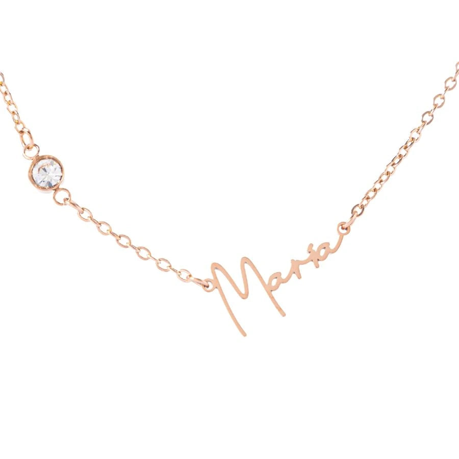 Script Name Necklace with Sparkle Stone
