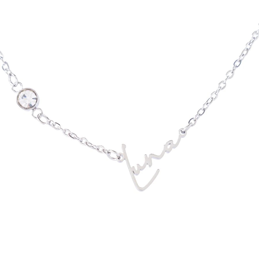 Script Name Necklace with Sparkle Stone